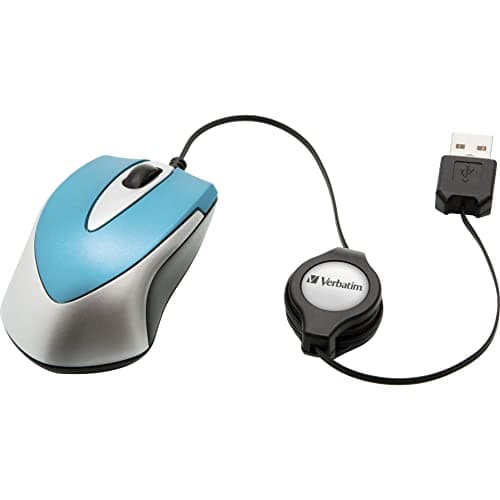 Image of Verbatim Go Mini - USB Optical Travel Mouse with Retractable Cable, caribbean blue