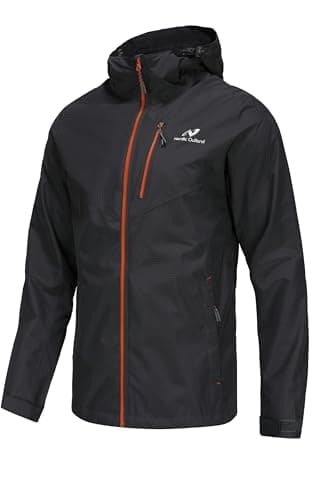 Image of NORDIC OUTLAND Mens Lightweight Hooded Waterproof Rain Jacket Breathable Raincoat Shell for Outdoor Mountain Hiking (UK, Alpha, M, Regular, Regular, Charcoal)