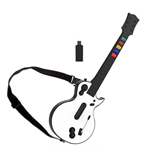 Image of NBCP Wireless Guitar Controller for PC & PS3 - Guitar Hero 3/4/5 & Rock Band 1/2 Games - With Straps & Wireless Dongle, White