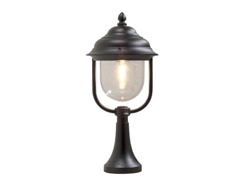Image of Konstsmide Parma Post Outdoor Light Gate Post / 1 x 75 W E27 Max Bollard/Clear Acrylic Globe/Aluminium / IP43 / Outside Light Matt Black, 7224-750