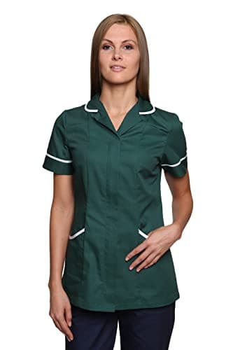 Image of Mirabella Health & Beauty Women's Nightingale Healthcare Tunic Uniform Bottle Green-White 10 UK