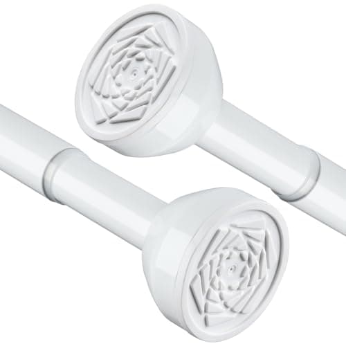 Image of Shower Curtain Pole 115-185cm Stainless Steel Shower Curtain Rod Tension Rod for Curtains No Drill Extendable Curtain Poles Shower Curtain Rail for Bathroom Bedroom Kitchen Wardrobe, White