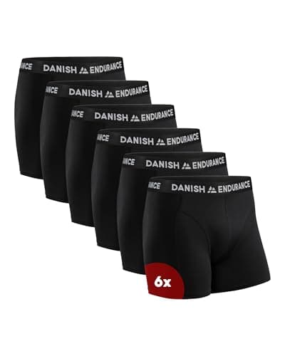 Image of DANISH ENDURANCE Cotton Boxers for Men with Optional Fly, Breathable Men's Underwear Trunks, 6 Pack, Black, S