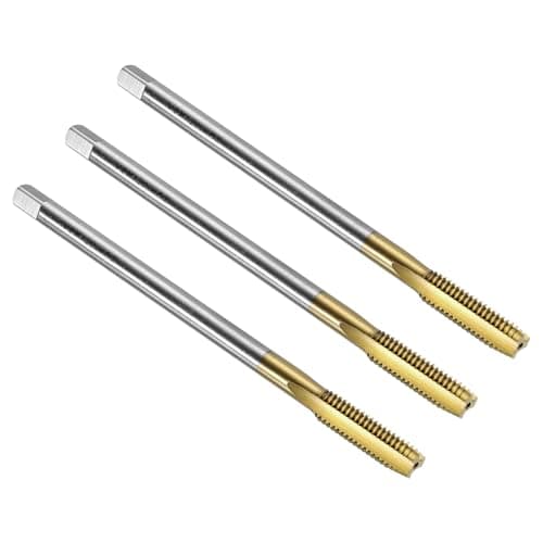 Image of sourcing map 3pcs Straight Flute Thread Taps, M8 x 1.25 120mm Extra Long Metric Titanium Coated Screw Threading Tapping Tools Thread Milling Machine Taps, High-Speed Steel 6542 (HSS 6542)