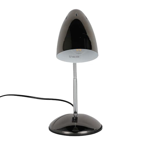 Image of TEKLED® LED Desk Lamp | Flex Neck Metal Table Light in Assorted Colors | Replaceable E27 Edison Screw Bulb Holder | for Bedside Reading Office Work Architects Students - Pearl Black