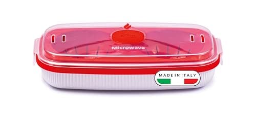 Image of Snips - Microwave EGG POACHER and Omelette Maker - Poached Egg Maker Microwave - 0.75 LT - 24 x 12.5 x 6 cm - Microwave Egg Steamer, White and red - 100% Made in Italy - 0% BPA