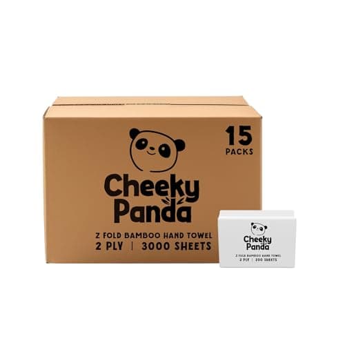 Image of The Cheeky Panda Bamboo Z Fold Paper Towels | 3000 Sheets (15 Pack of 200) 2 Ply Paper Hand Towels for Dispensers | Plastic Free & Sustainable