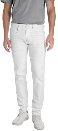 Image of Replay Men's Anbass Slim Jeans, White (White 1), 34W 30L UK