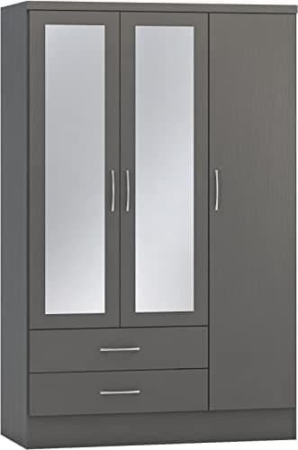 Image of Seconique Nevada 3 Door 2 Drawer Wardrobe in 3D Effect Grey