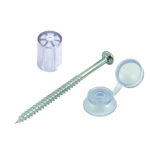 Image of [FIXINGS DIRECT] Corrugated Sheet Fixings - Black Or Clear + Spacers | Plastic Roofing Screws with Caps | Shed Sheets (Clear + Spacers (10x3))