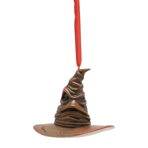 Image of Harry Potter - Sorting Hat Hanging Christmas Tree Decoration - Officially Licenced Warner Bros Merchandise - Festive Xmas Platform Griffindor, Slytherin, Hufflepuff & Ravenclaw Ornament Bauble.