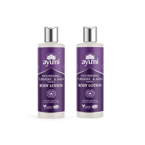 Image of Ayumi Turmeric Body Lotion | Retinol Body Lotion | Hand Cream for Very Dry Hands | Vitamin C Body Cream | Foot Cream For Cracked Heels And Dry Skin | Body Moisturiser for Women & Men | 2 x 250 ml