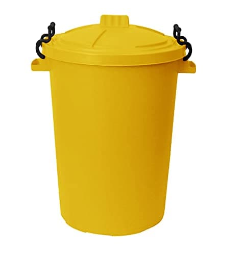 Image of 1 x 50L Litre large Yellow Heavy Duty Colour Plastic Bin Garden Dustbin Refusal Waste bin Trash Can Storage unit with Clip locking lid For Recycle Home Kitchen Indoor Outdoor Rubbish Waste Animal Feed