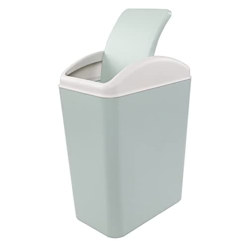 Image of Vareone 15 L Plastic Slim Trash Bin with Swing Lid, Office Waste Basket Garbage Can