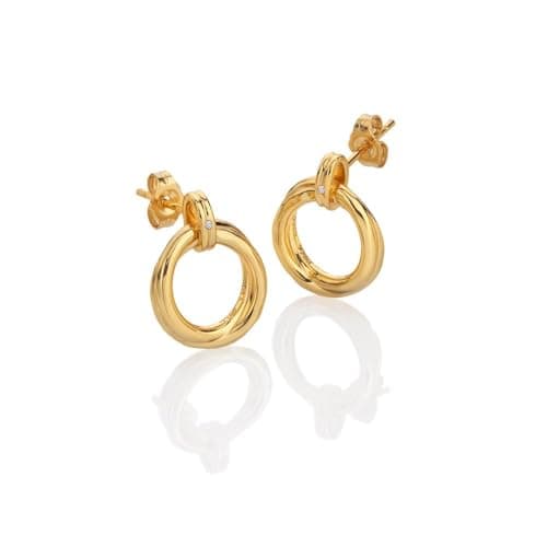 Image of Hot Diamonds Aura 18ct Gold Plated 925 Sterling Silver Diamond Stud Earrings | Everyday Gold Stud Earrings for Women with Real Hand Set Diamonds | Luxury Gift Wrap Included