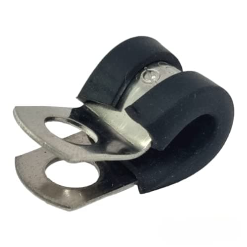Image of 6mm Rubber Lined P Clips Stainless Steel Hose Pipe Clamp - Pack of 5