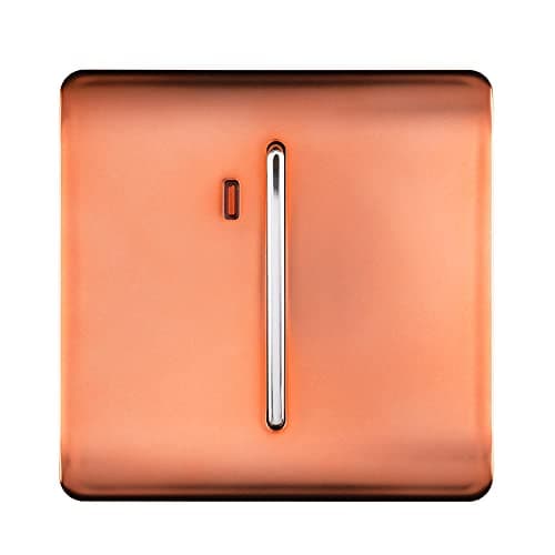 Image of Trendi Switch Screwless Artistic Modern Decorative Glossy Double Pole 45 A Cooker Switch Control Unit Inc Neon Indicator for Indoor Use in Copper - ART-WHS2CPR