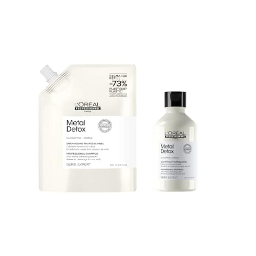 Image of L'Oréal Professionnel Metal Detox sulphate free Shampoo 300ml and Refill pack 500ml for breakage & colour protection