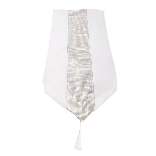 Image of Emma Barclay Tasseled Runner Eclat Tasseled Runner 13 x 72 inches White