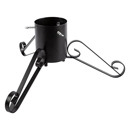 Image of Harbour Housewares Scroll Christmas Tree Stand - Black - Small Metal Live Christmas Tree Decor Adjustable Xmas Tree Holder Base with Water Holder & Adjustable Trunk Support