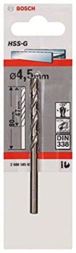 Image of Bosch Professional 1x Metal drill bits HSS-G DIN 338 (for metal, Ø 4.5 x 47 x 80 mm, Accessory Drill Driver)