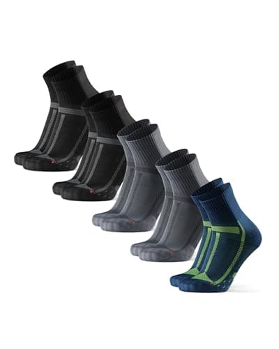Image of DANISH ENDURANCE Cushioned Running Socks for Long Distances, Anti-Blister, for Men & Women, Unisex, 3 or 5 Pack, Multicolor (2xBlack/Grey, 2xGrey/Black, 1xBlue/Yellow), 13-15