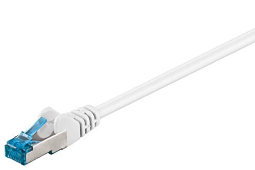 Image of Goobay 92712 CAT 6a Patch Cable Ethernet Cable Double Shielded S-FTP up to 10000 Mbits, 500 Mhz, Halogen-Free Copper Cable, RJ-45 Connectors, Gold Plated Contacts 3m White