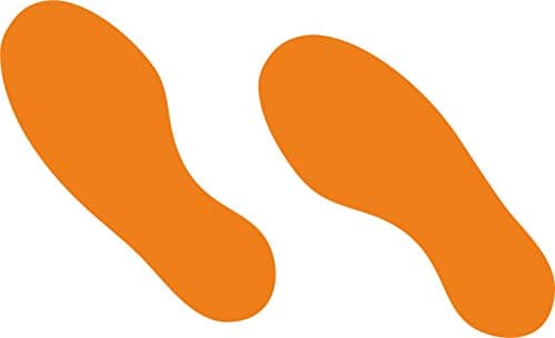 Image of Floor Signalling Feet Sign Vinyl Stickers - Social Distancing, Pack of 8 (4 Left & 4 Right) (Orange)