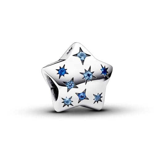 Image of Pandora Moments Star sterling silver charm with stellar blue, icy blue crystal and clear cubic zirconia