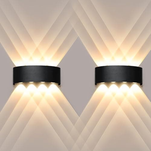 Image of Ankey 2 Pack Modern Wall Lights, 8W LED Wall Lamp Outside Indoor Wall Light IP65 Waterproof, Aluminium Decorative Wall Sconce Lights for Living Room Bedroom Balcony, Warm White