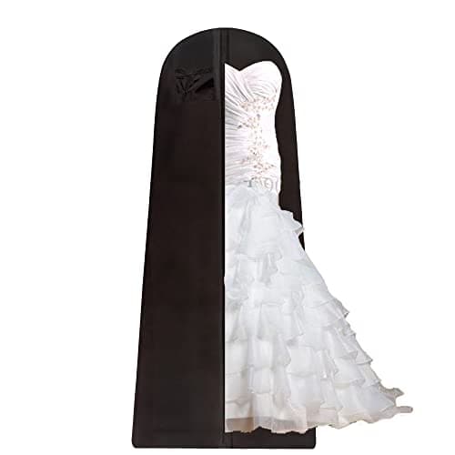 Image of Wedcova UK Wedding Dress Bag | Hanging Garment Bags | Full Length Travel Protector for Bridal Dress | Long Clothes Storage Cover with Zipper for Women | 72 Inch | Black