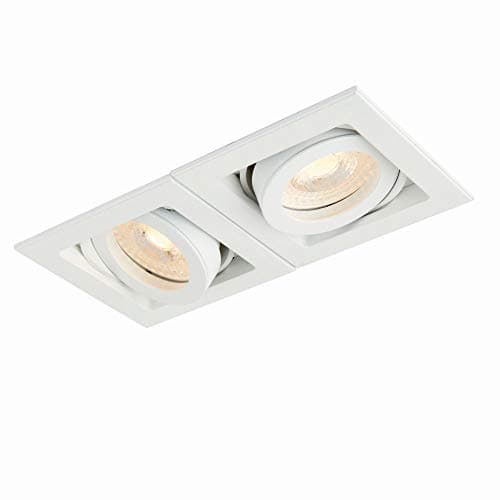 Image of National Lighting Xeno Matt White Twin Adjustable Tilt GU10 LED Mains Voltage Recessed Indoor Boxed Downlight