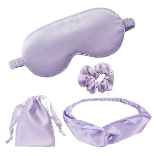 Image of Silk Sleep Eye Mask Set, Ultra Soft for Women and Girls(Light Purple)