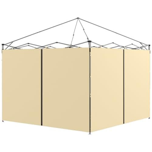 Image of Outsunny Gazebo Side Panels with Zipped Doors, for 3x3 m or 3x6 m Pop Up Gazebo, 2 Pack Sides Replacement, Beige