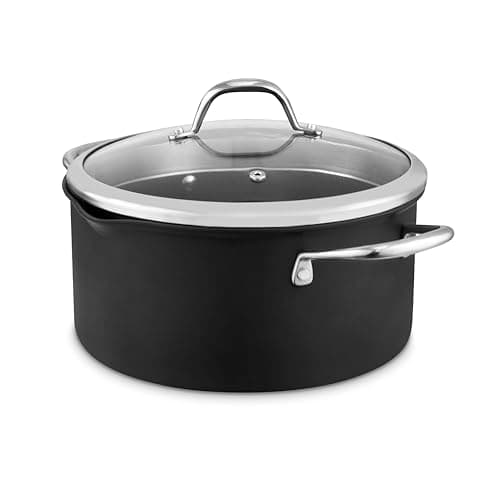 Image of GF900254 Good Food in partnership with Tower Hard Anodised 24cm Casserole Dish with Tempered Glass Lid, Pouring Lips, 10x Stronger Superior Ceramic Non-Stick Coating, Induction Compatible, Grey