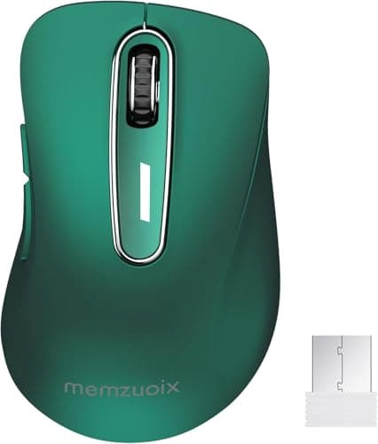 Image of memzuoix 2.4G Wireless Mouse, 1400 DPI Mobile Optical Cordless with USB Receiver, Portable Computer Mice Wireless for Laptop, PC, Desktop, MacBook, 5 Buttons (Dark Green)