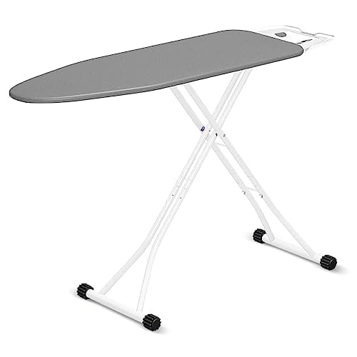 Image of Hibtn Ironing Board, 110 x 35cm - T Leg Design Folding Non Slip Adjustable Height 75-95cm Lightweight Iron Board Rack, Gray