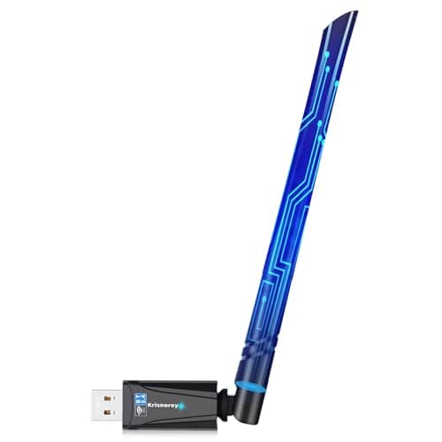 Image of Krisnorey 2-in-1 Wi-Fi 6 Bluetooth 5.4 USB Adapter for PC Laptop, 5dBi High Gain AX900 2.4G/5GHz Wireless WiFi Network Dongle Auto-Driver for Windows 11 10 Desktop, Plug n Pair Headset, Keyboard, Mice