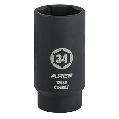 Image of ARES 12038-34MM Axle Nut Socket - 6 Point Socket - Extra Deep 1/2-Inch Drive Impact Socket for Easy Removal of Axle Shaft Nuts