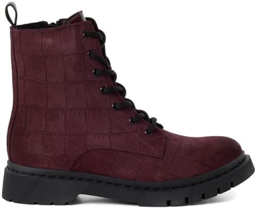 Image of Tamaris Tamaris Women's Lace Boot Flat 1-25269-41 Ankle Boots, Bordeaux croco, 6.5 UK