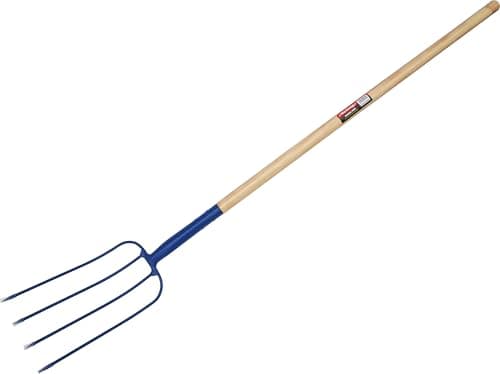 Image of Neilsen CT0435 Manure Fork With Ash Wood Long Handle for Picking Up and Moving Manure Farm and Equestrian Use
