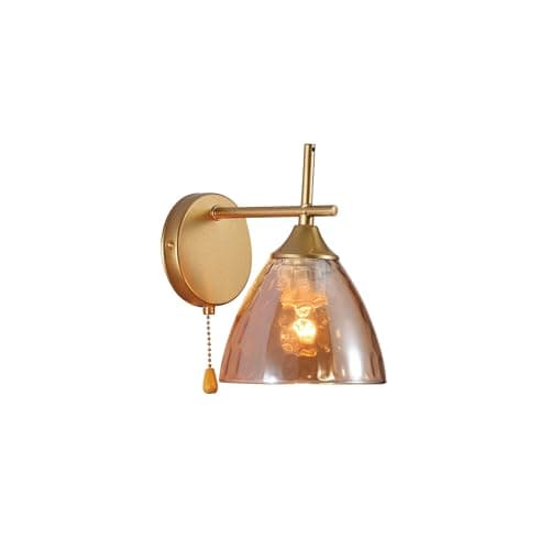 Image of TEKLED myHome Modern Cone Glass Wall Light | E27 with Pull Down Switch | for Bedrooms Living Rooms Hallways Study Rooms Cafes Bars Restaurants | Gold - Amber (Bulb not Included)