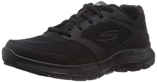 Image of Skechers Men's Flex Advantage 4.0 Sneaker, Black Leather Mesh Pu Black Trim, 8.5 UK