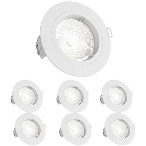 Image of National Lighting Recessed Lighting - Mains Powered LED Spot Lights Downlights for Ceiling - IP20 Rated GU10 Fitting for Halogen or LED - Matt White Finish, Fixed Version – Pack of 6