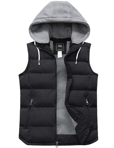 Image of ZSHOW Men’s Warm Winter Lightweight Gilet Windproof Padded Cotton Vest Quilted Insulated Puffer Gilets Body Warmer Sleeveless Jacket with Pocket Black XL