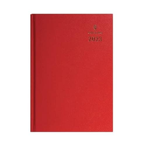 Image of Finchley Collins A5 Desk Diary Week to View Red 2023 35.15-23+ free refill pen