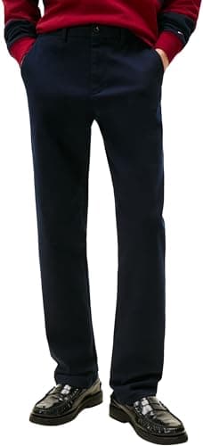 Image of Tommy Hilfiger Men's Denton Brushed Twill Straight Fit Chinos, Blue (Desert Sky), 34W/33L
