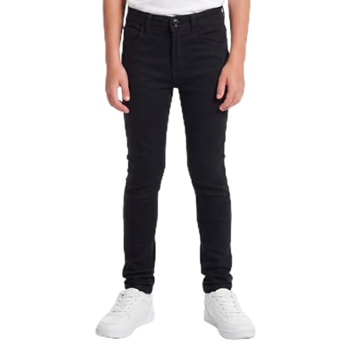 Image of Spindle Boys Childrens Skinny Stretch Slim Fit Denim Jeans Adjustable Inner Waistband (11-12 Years, Black Skinny)