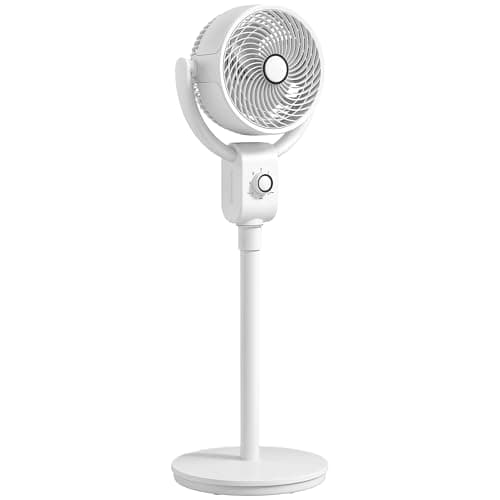 Image of HOMCOM 10" Pedestal Fan, 70°+90° Oscillating Air Circulation Fan with 3 Speeds, Dense Mesh, Easy Assembly, for Home Office, Bedroom, White