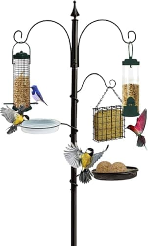 Image of Pelle & Sol Bird Feeder with 3 Feeders & 2 Dishes | Bird Feeders Hanging Station, Bird Feeding Stations for the Garden, Bird Feeders for Small Birds